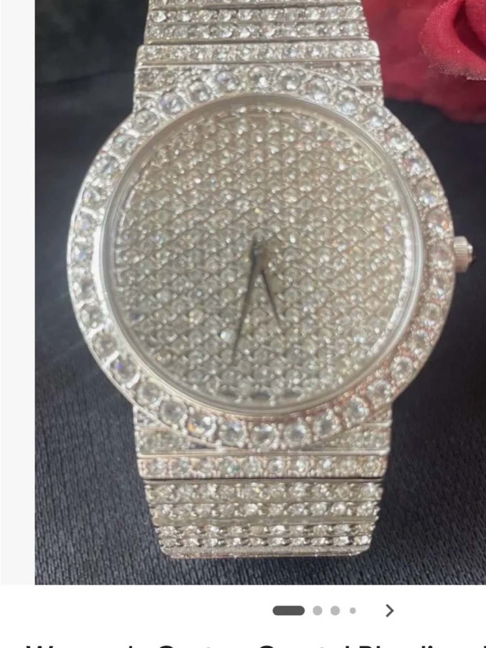 Croton Silver Tone Pavé Crystal Bracelet Watch